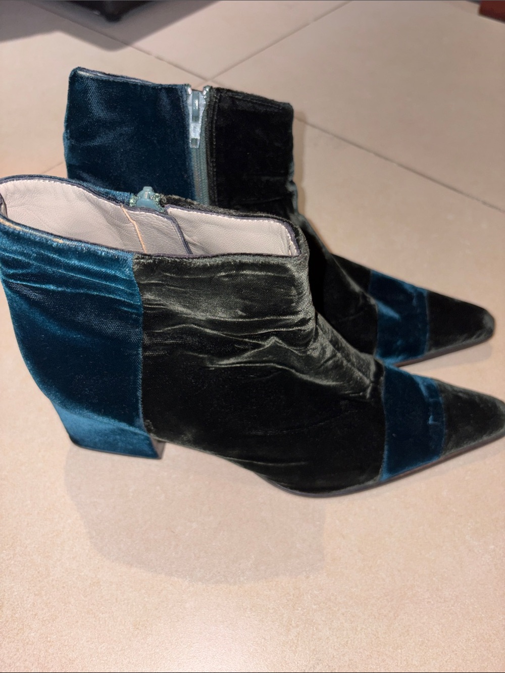 Prada velvet and leather ankle boots - size 9,5 - preowned designer boots